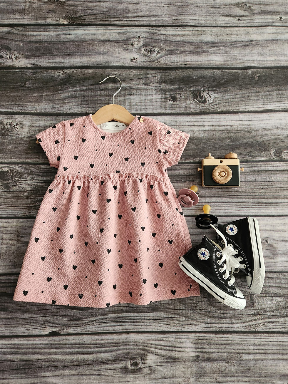 Thumbnail: Zara Jacquard Heart Dress Sz 6M-9M 