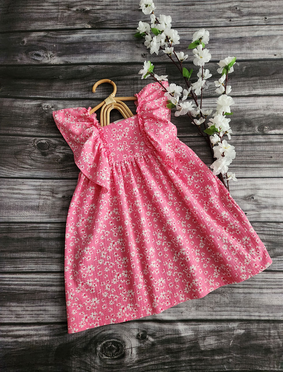 Thumbnail: Zara Pink Ruffle Sleeve Floral Dress Sz 3-4 