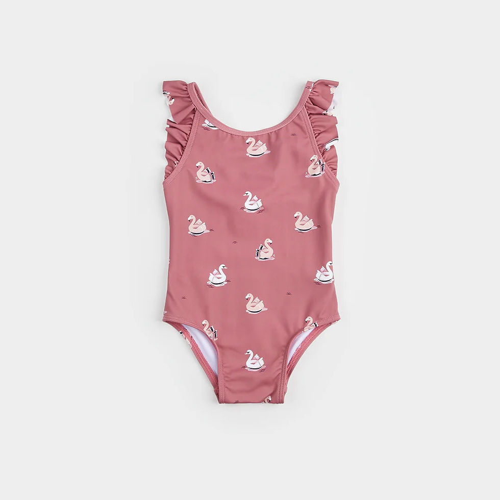 Thumbnail: Petit Lem Swan Ruffle One Piece Swimsuit NEW Sz 6M-12M