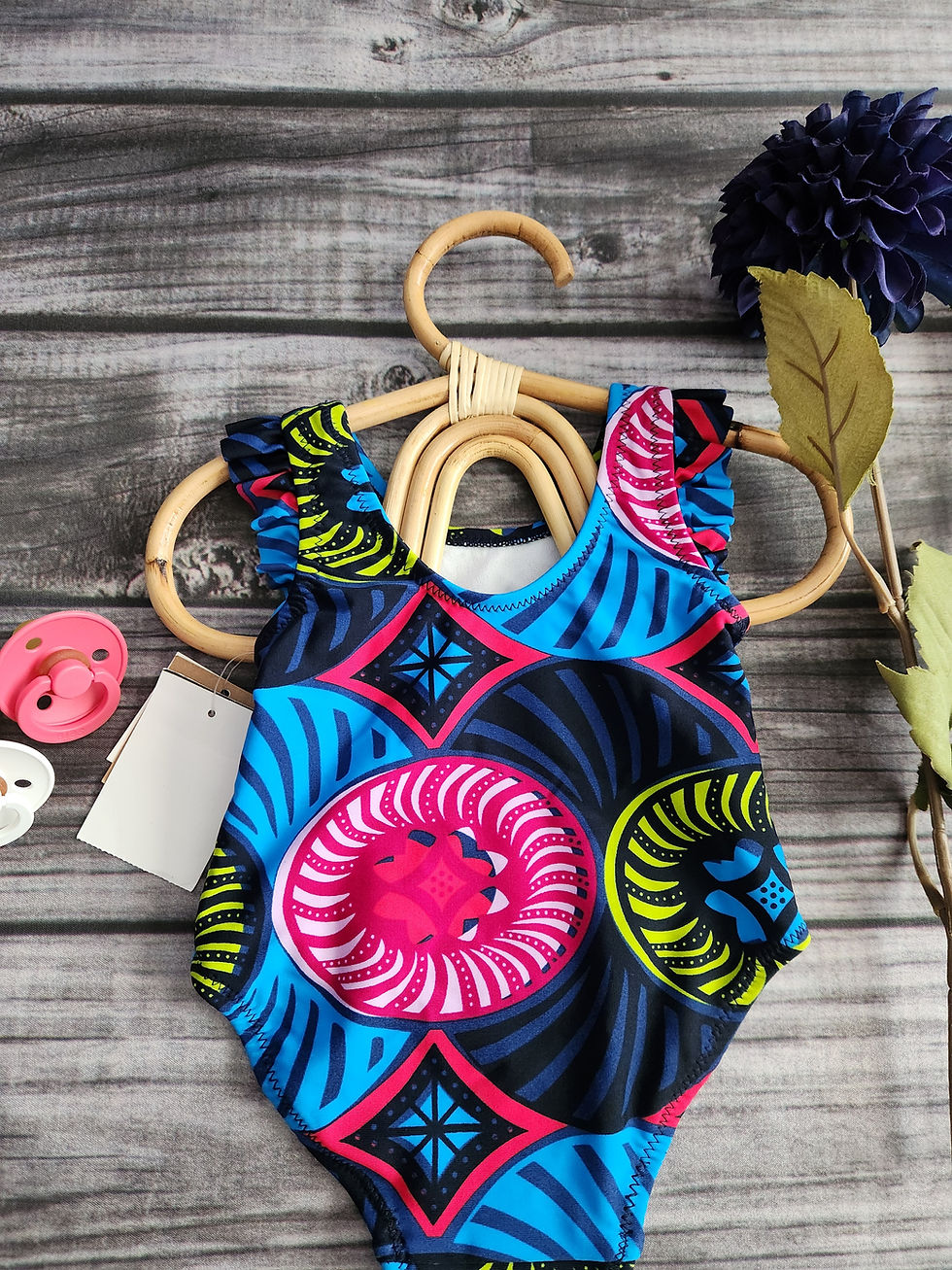 Thumbnail: Tea One Piece Abstract Swimsuit Size 3M-6M New