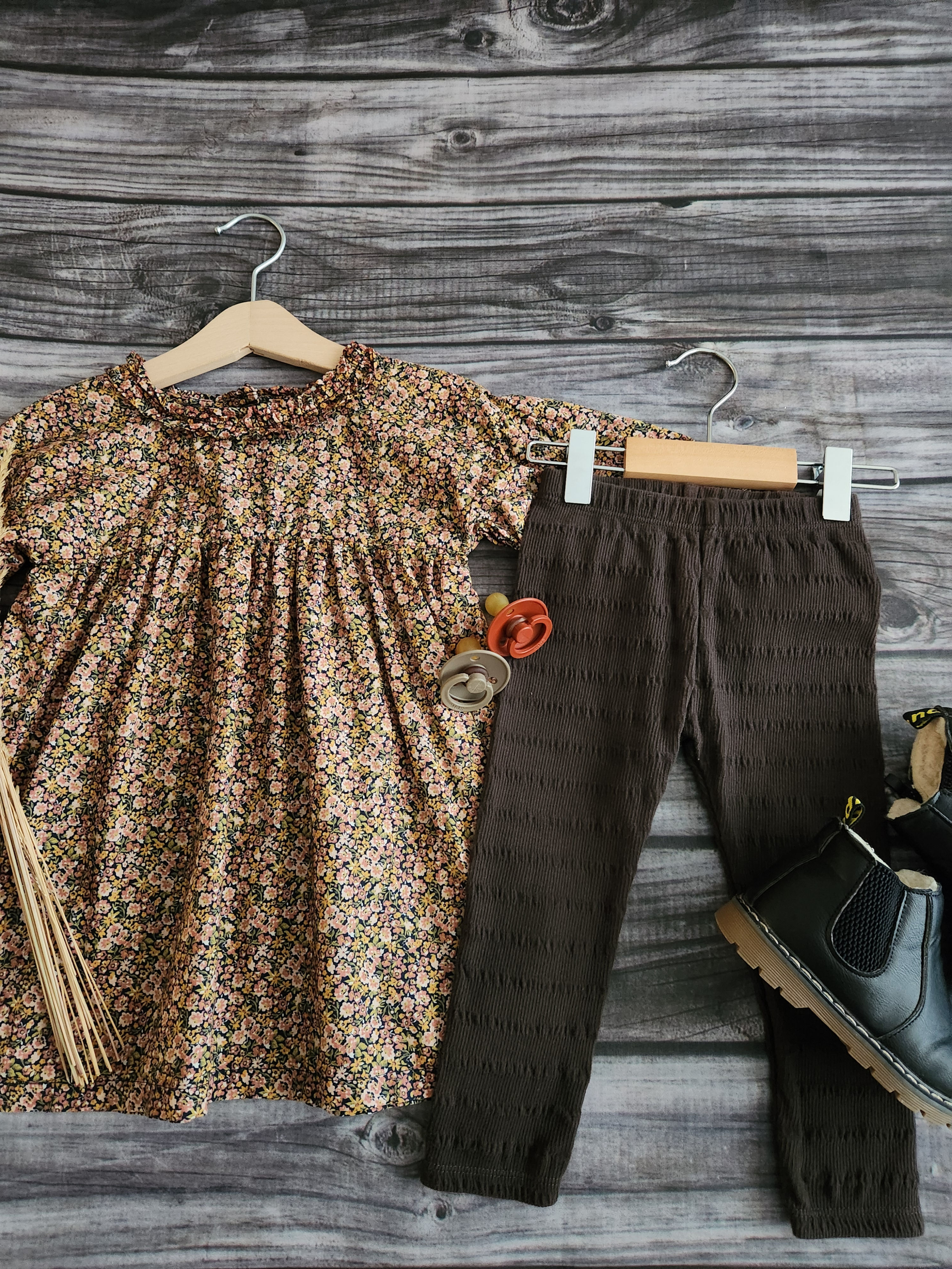 H+M Floral Dress + Rylee + Cru Leggings Sz 18M-24M 