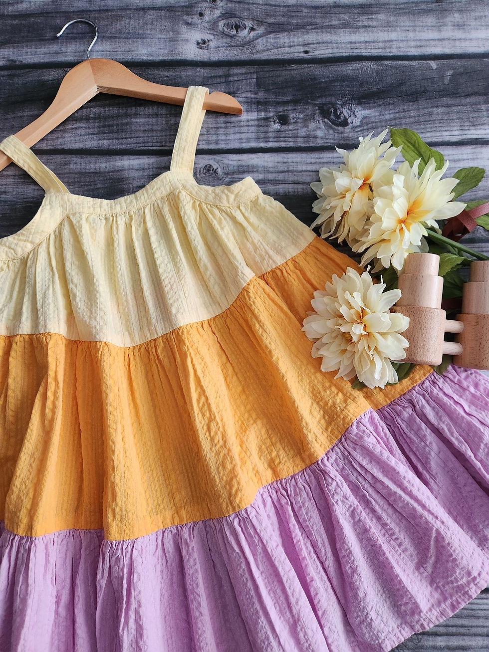 Thumbnail: M+S Colorblock Tiered Dress Sz 5-6 