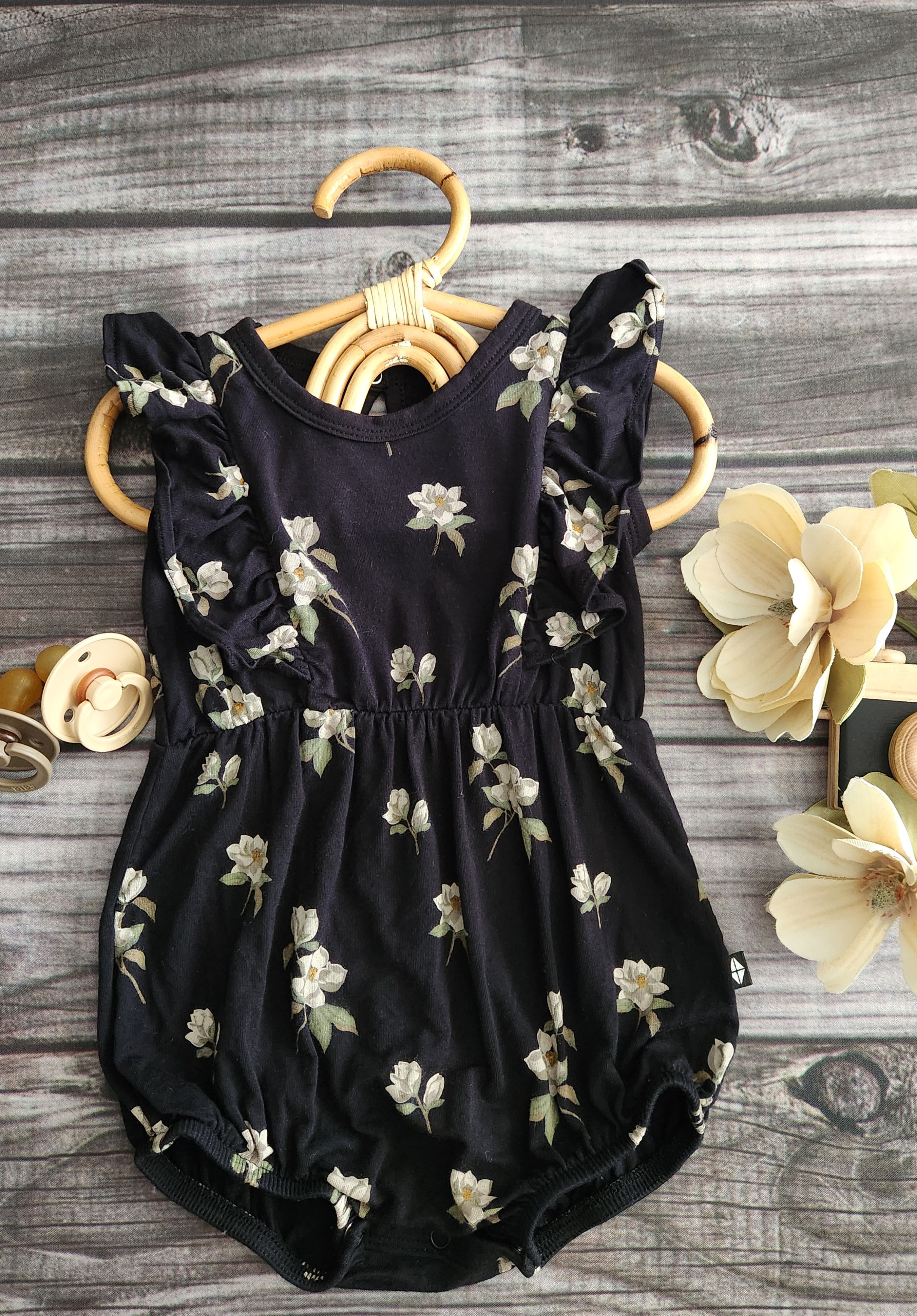 Kyte Baby Midnight Magnolia Bubble Romper Sz 3M-6M 