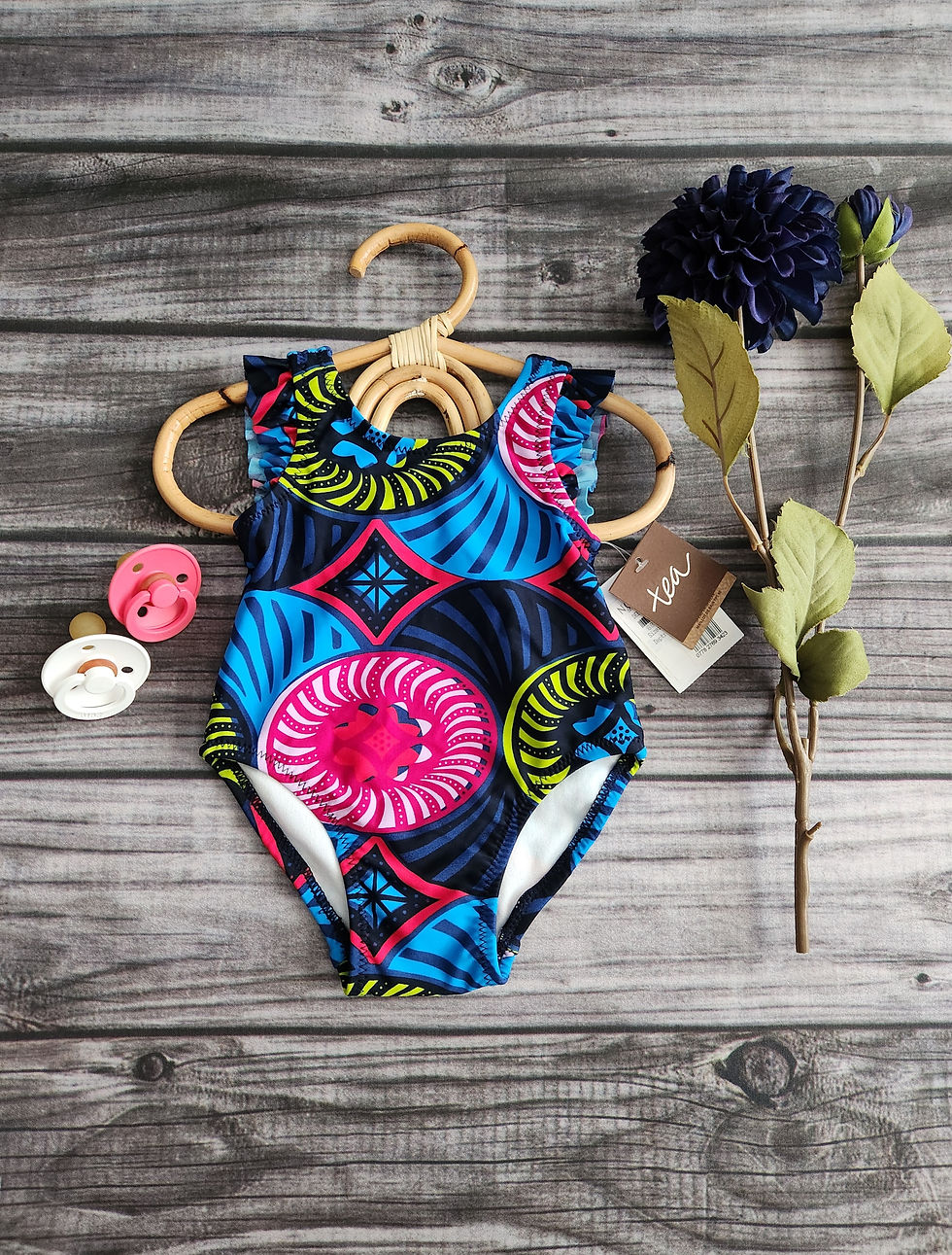 Thumbnail: Tea One Piece Abstract Swimsuit Size 3M-6M New