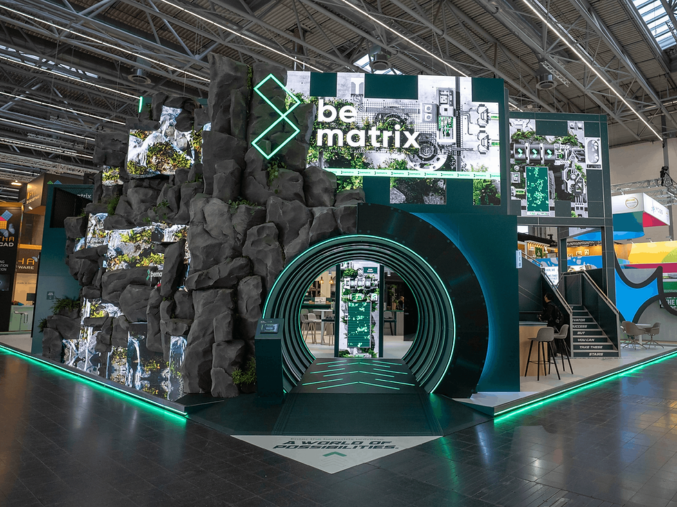 The bematrix stand from EuroShop 2026 received a total of six ExSys Awards, including Gold for Best Modular Design and Silver for Best Self-Promoting Exhibit.