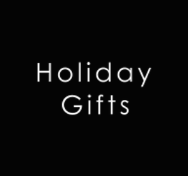Holiday Gifts displayed prominently with white text on a black background.