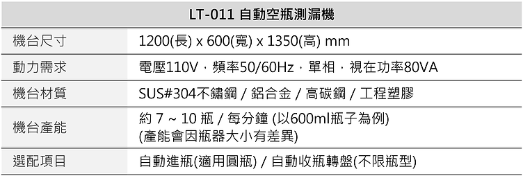 自動空瓶測漏機 (單頭)