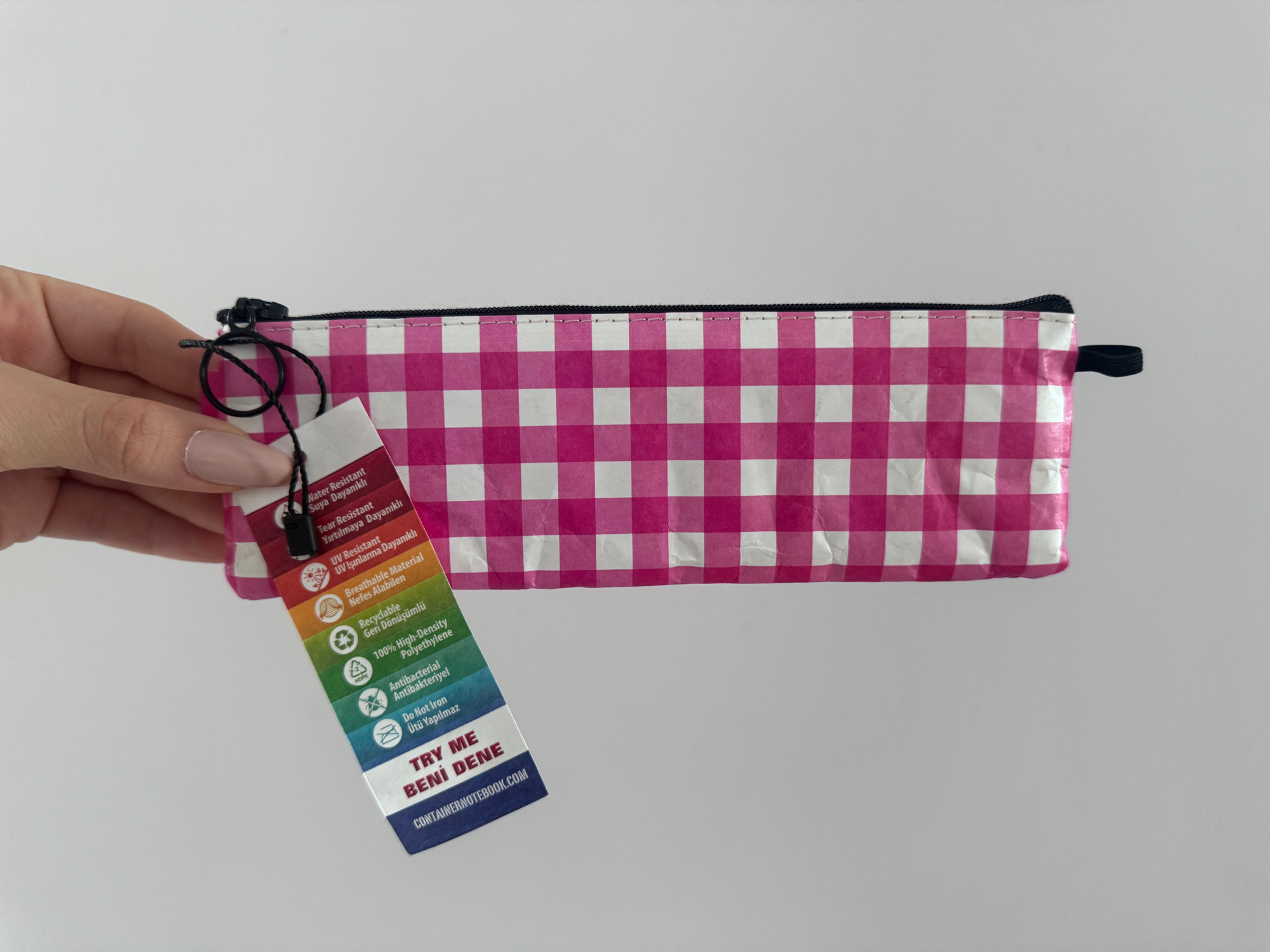 Pembe Pitikareli Kalem Çantası 7*20cm