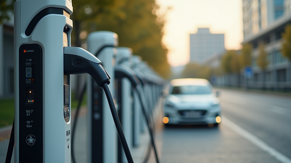 Eye-level view of a modern electric vehicle charging station