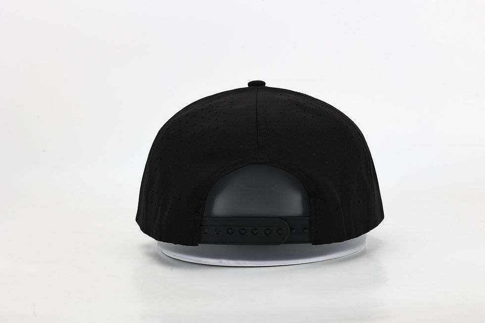Thumbnail: 7 Panel Flat Brim Laser Back Grey Leather Patch Shield Hat