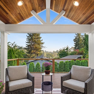 Patio, Deck, Outdoor Living Space, Patio Furniture, Deck decorating, Deck design, Lake house deck, Trex, Trex deck, new deck, TimberTech, TimberTech deck, deckorators, roofed porch, roofed deck, deck with a view