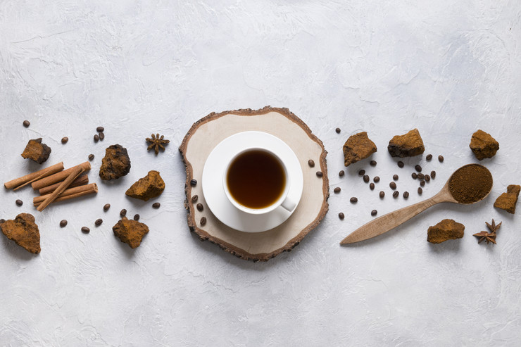 Chaga Mushroom Chucks and tea