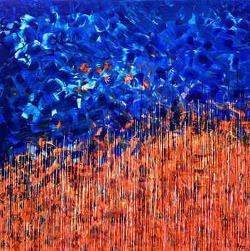 Bien ancré 48x48 de la collection Réflexion par Aro artiste peintre est une Œuvre abstraite contemporaine de l'artiste peintre québécois Aro, une artiste à découvrir