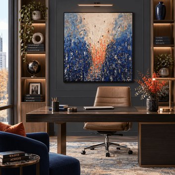 What becomes possible 36x36 de la collection Inspire par Aro artiste peintre est une Œuvre abstraite contemporaine de l'artiste peintre québécois Aro, une artiste à découvrir