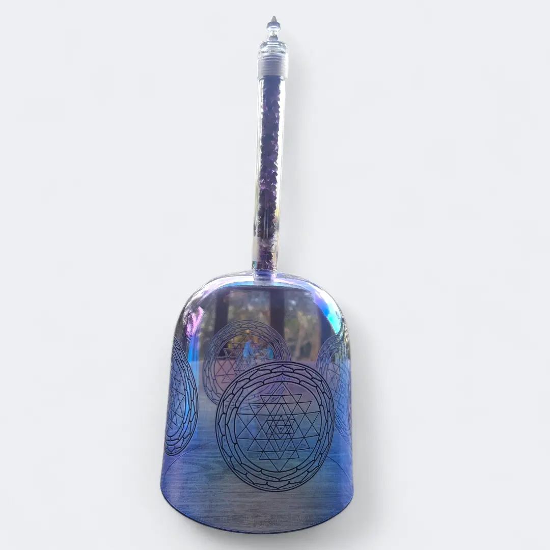 7" C4 Amethyst Yantra Crystal Handheld