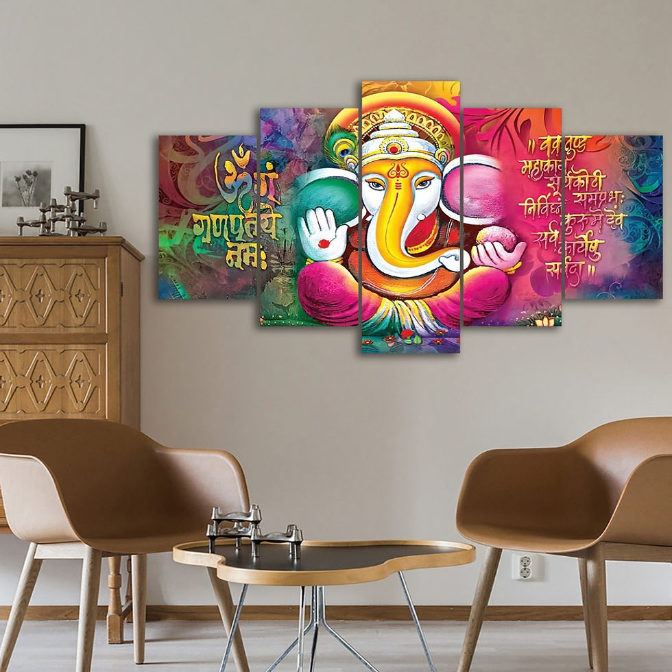 Ganesha Canvas Wall Art - 5 Panel | craziartsnz