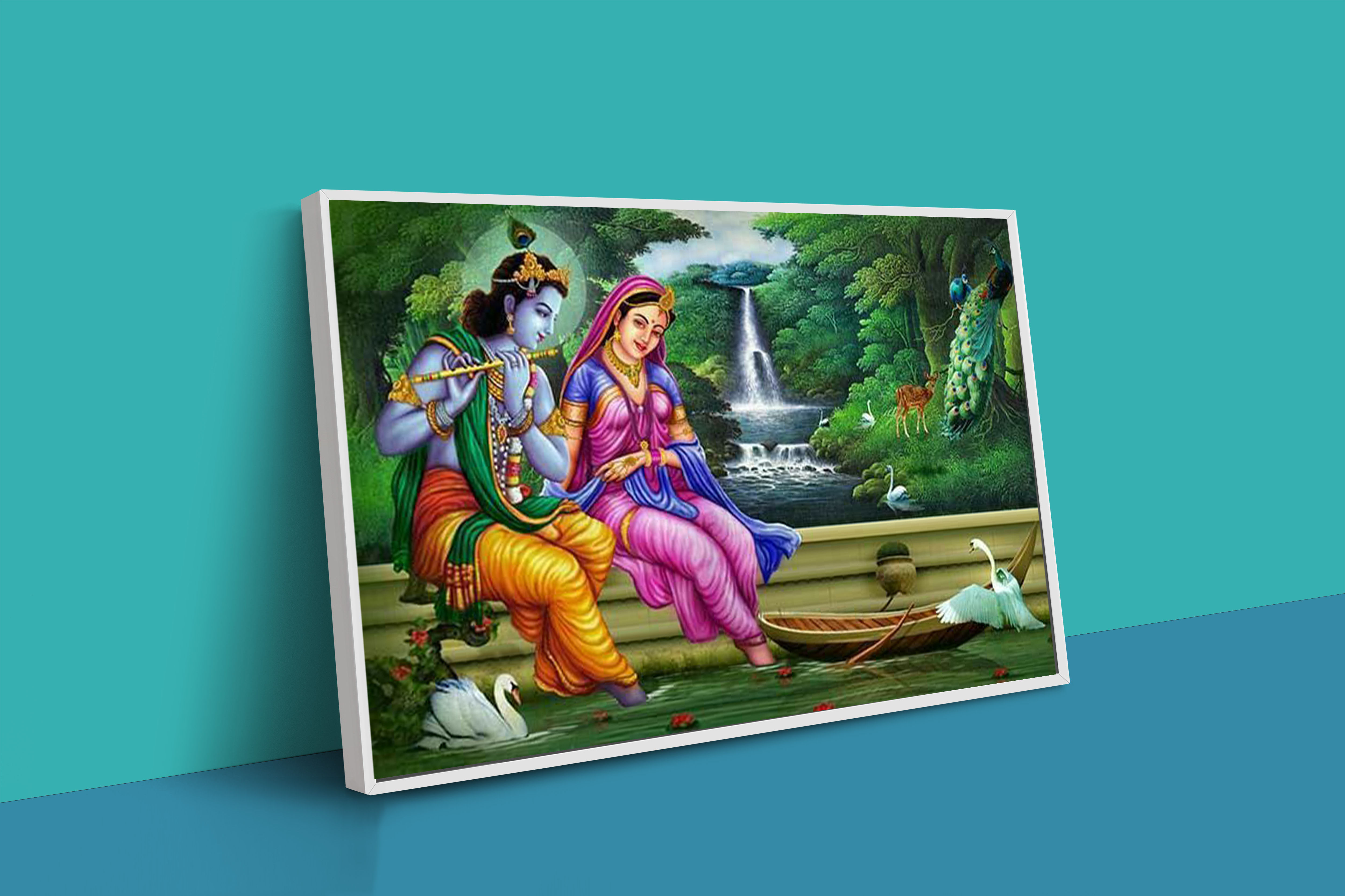 Radha/Krishna Art in Floating Frame