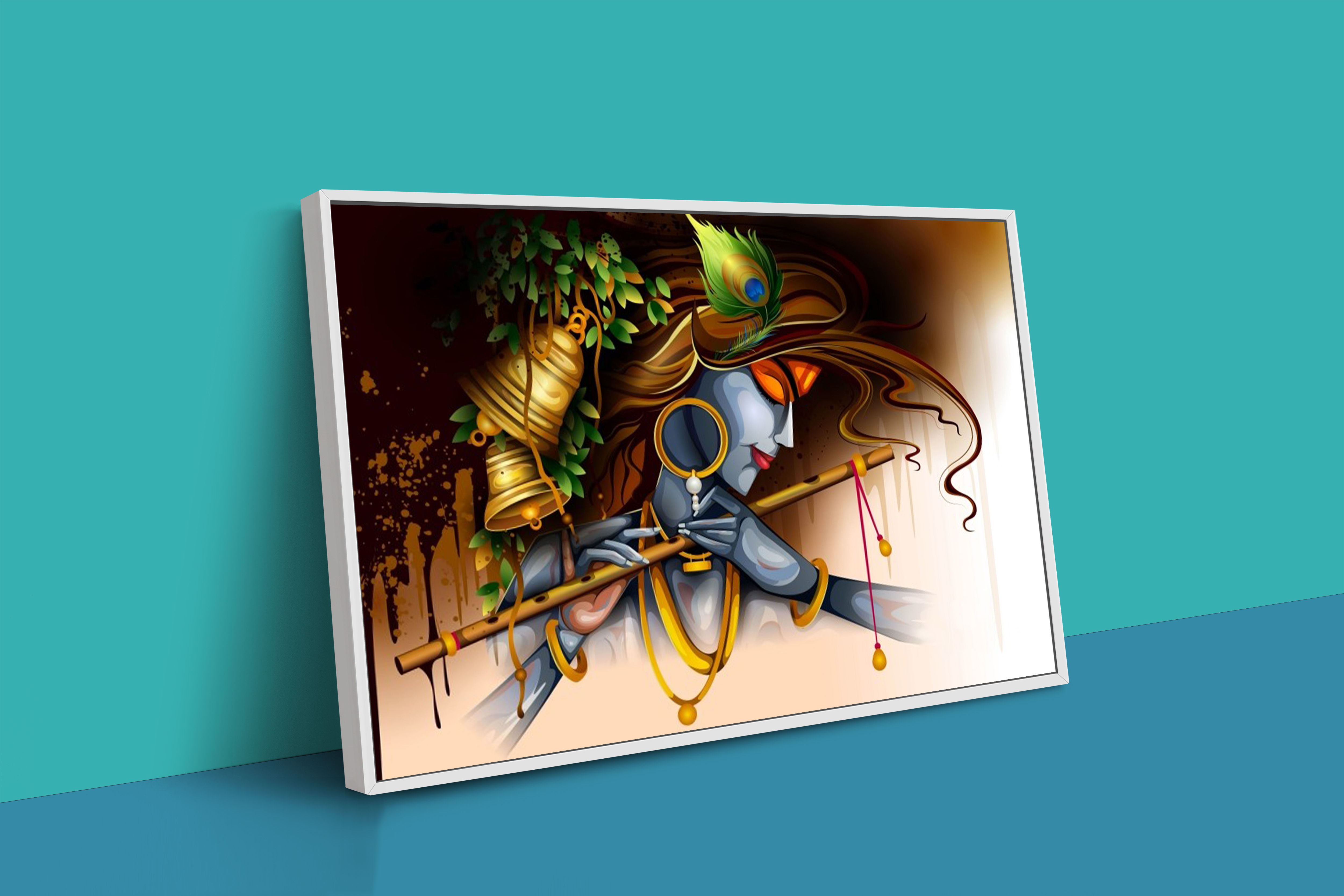 Krishna Abstract Canvas in Floating Frame