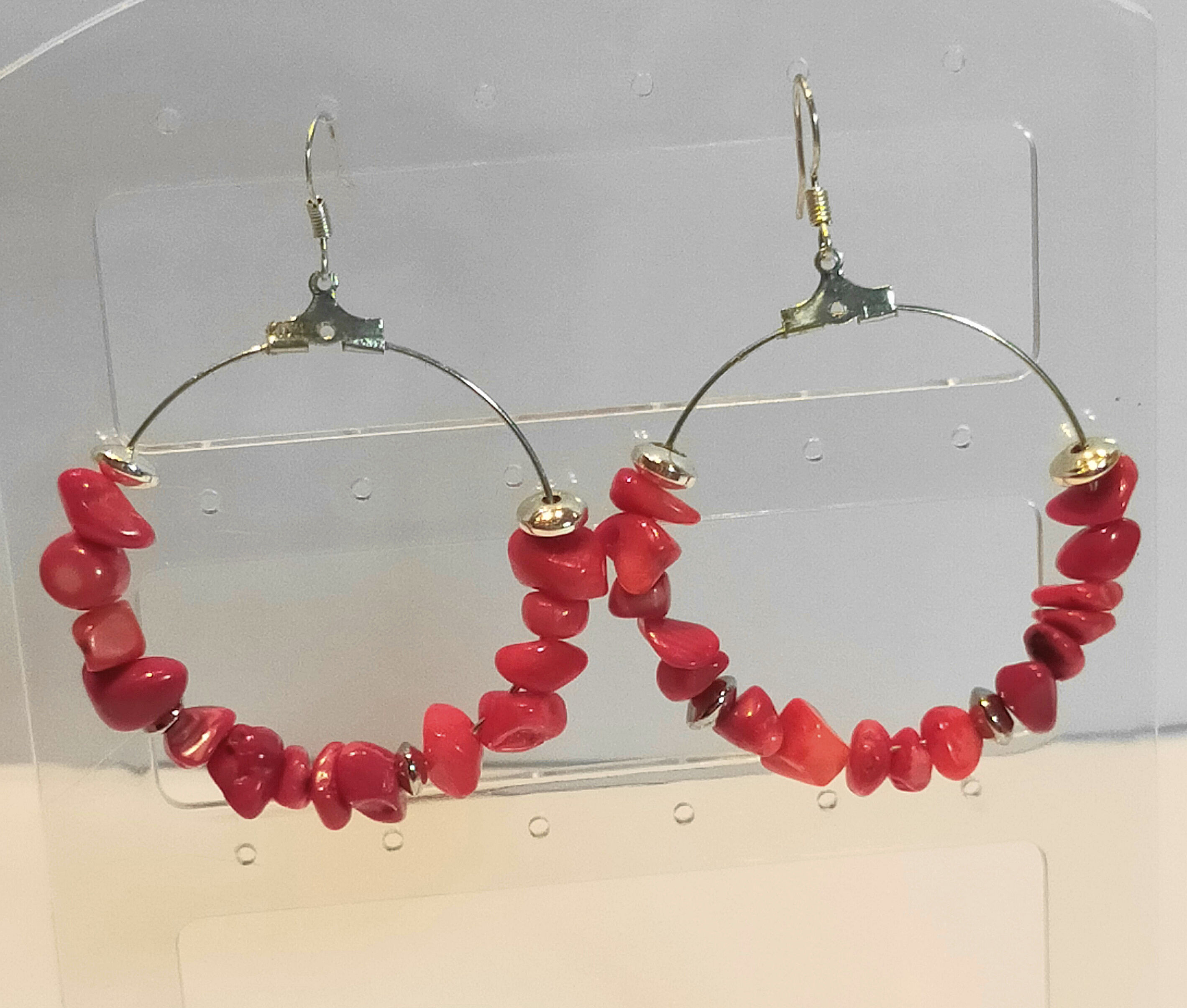 Boucles d'oreilles corail rouge