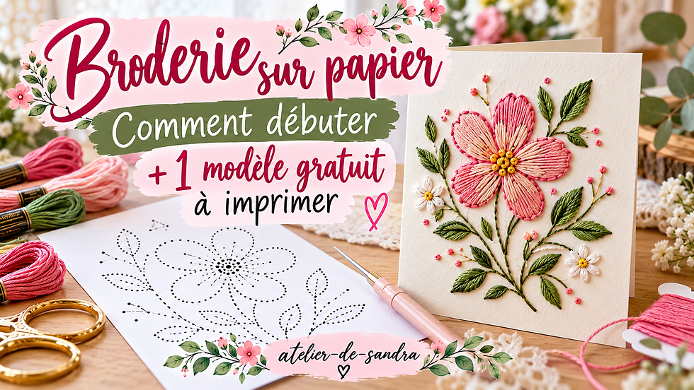 Broderie sur papier : modèle floral gratuit
