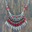 Miniature : Collier argenté/rouge feuilles