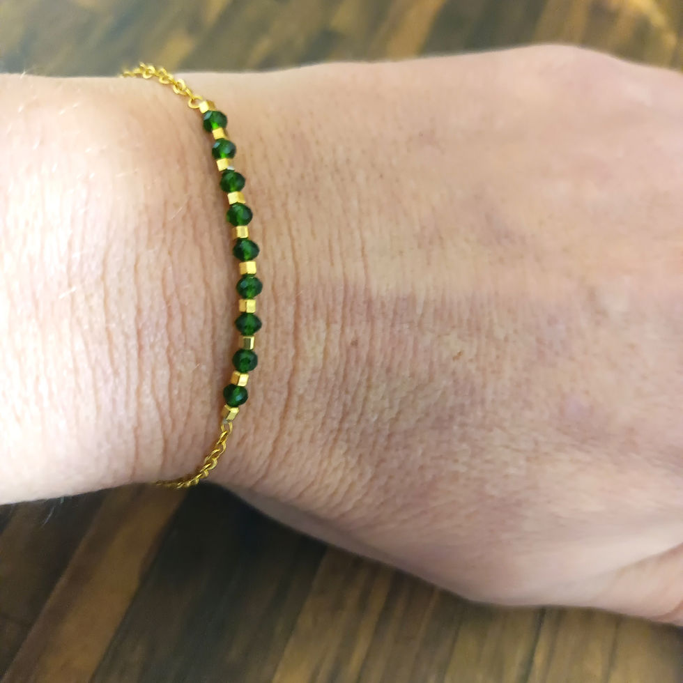 Bracelet en acier inox Vert émeraude-doré