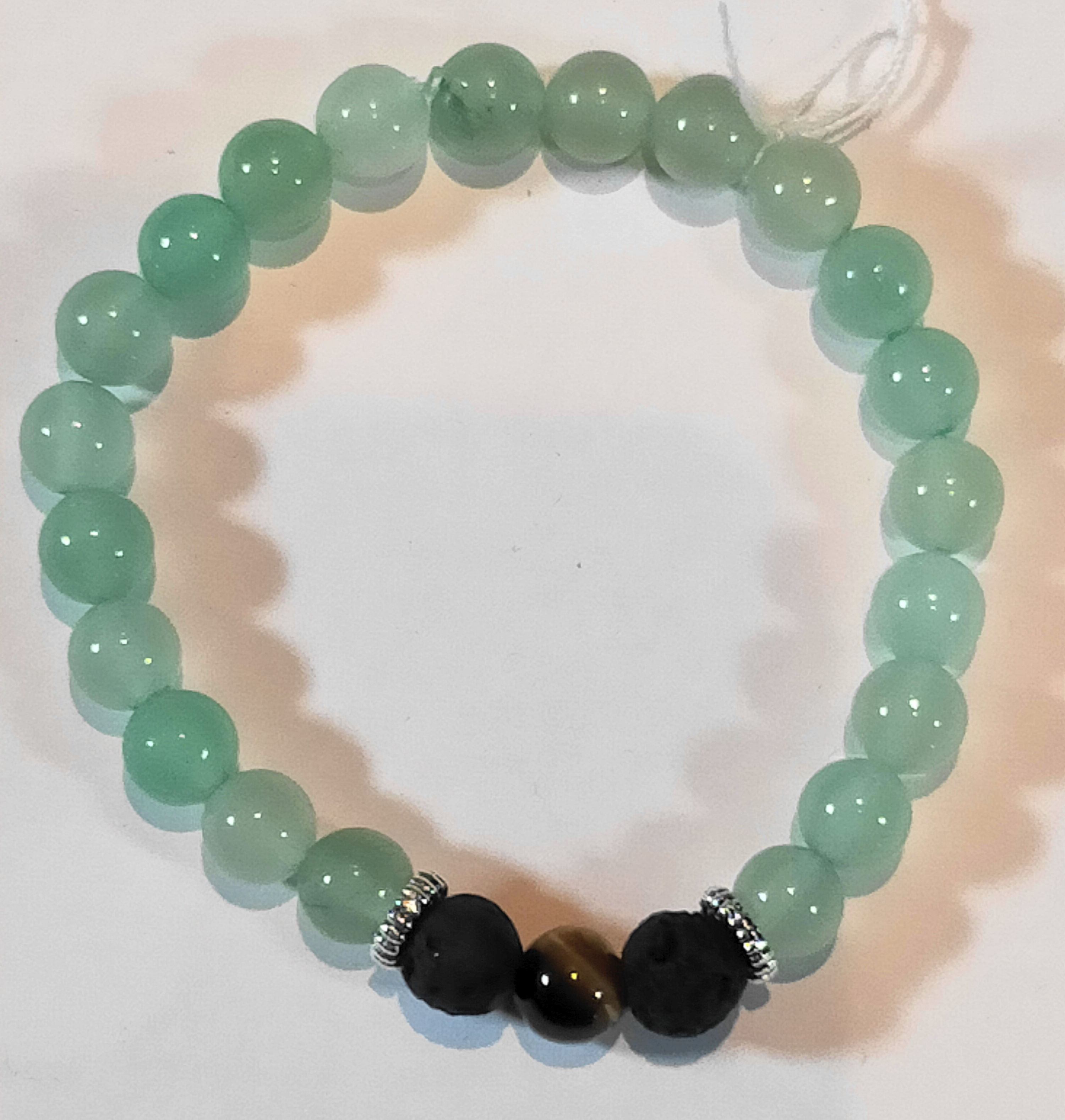 Bracelet enfant aventurine, pierre de lave, œil de tigre