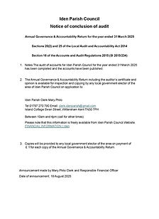 Iden Parish Council Notice of Conclusion of Audit for 2024-2025.jpg