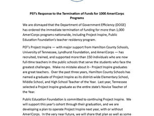 PEF's Response to the Termination of Funds for 1000 AmeriCorps Programs