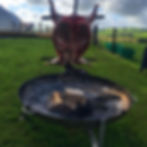 Asado lamb cooking over the firepit
