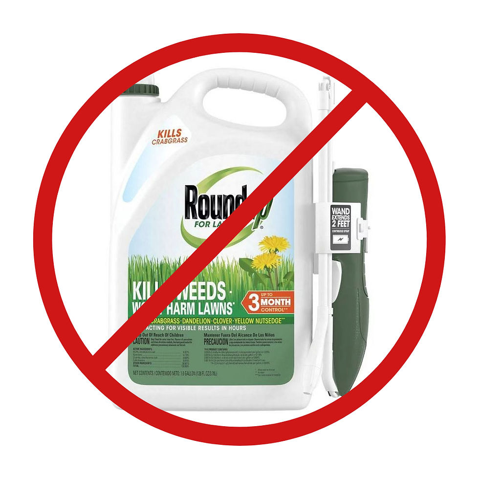 Roundup weedkiller with a "no" symbol over the image