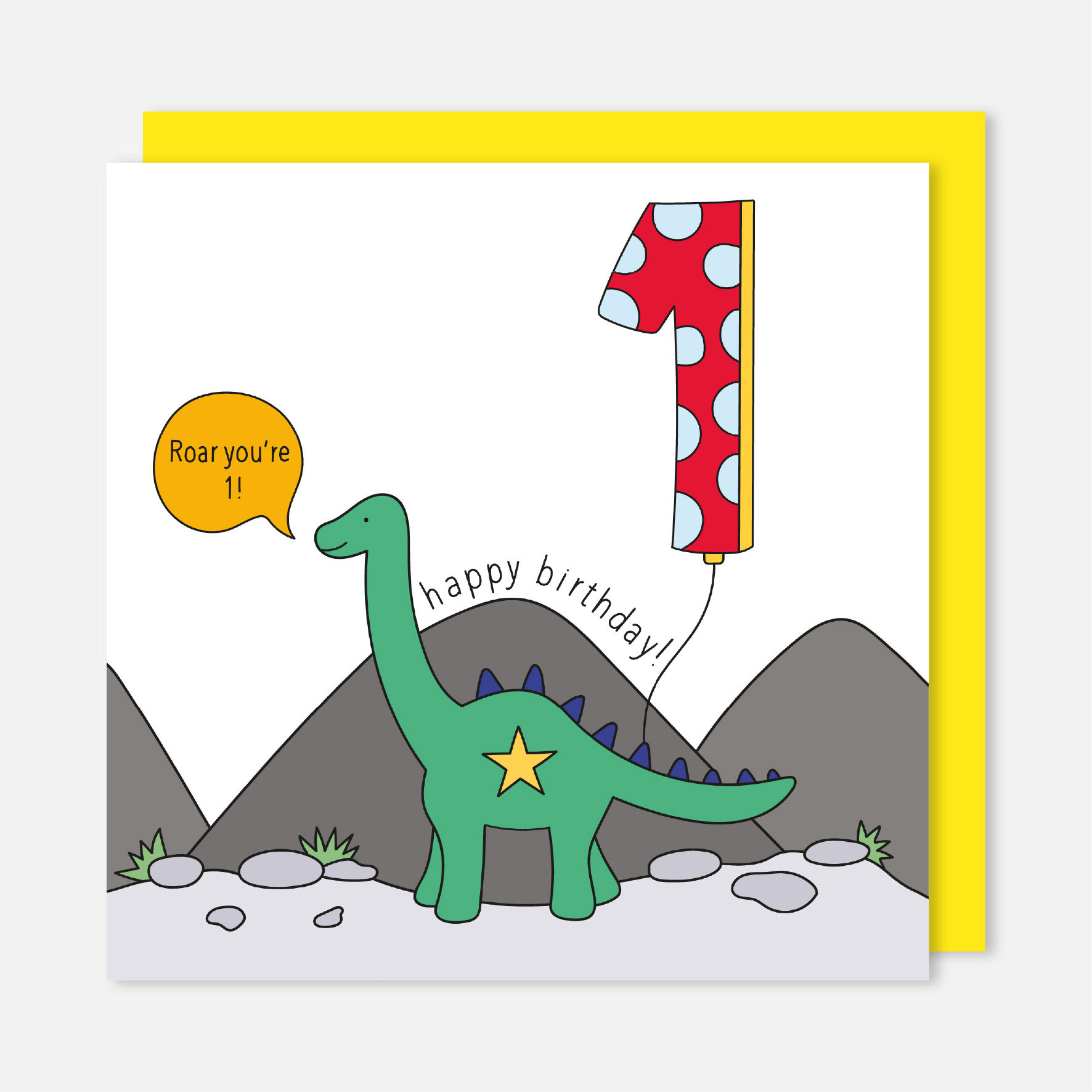 Dinosaur Age 1 Birthday Card