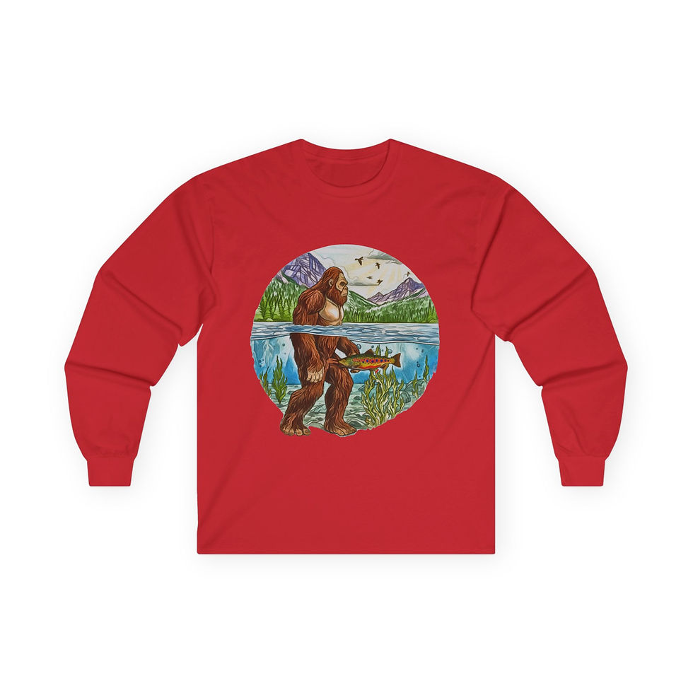 Thumbnail: Bigfoot Trout Fishing Unisex Long Sleeve Shirt