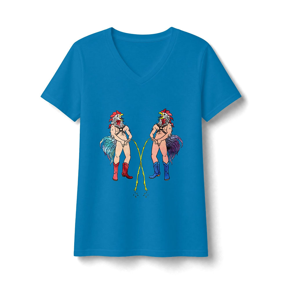 Thumbnail: Wyatt and Dwight Sword Fight - Women's V-Neck Tee 