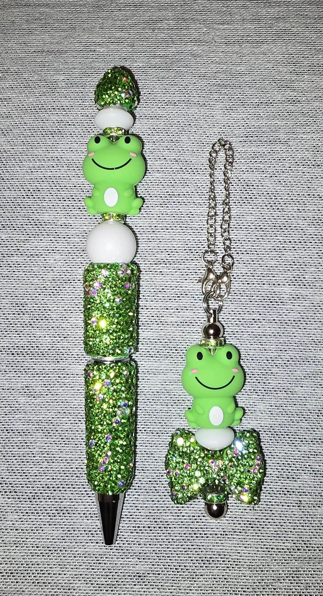 Bling bling Frog pen and keyring/tumbler charm.