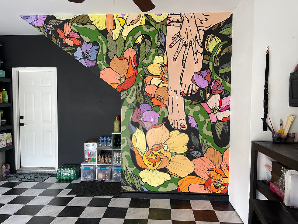 Snake & Floral Garage Mural