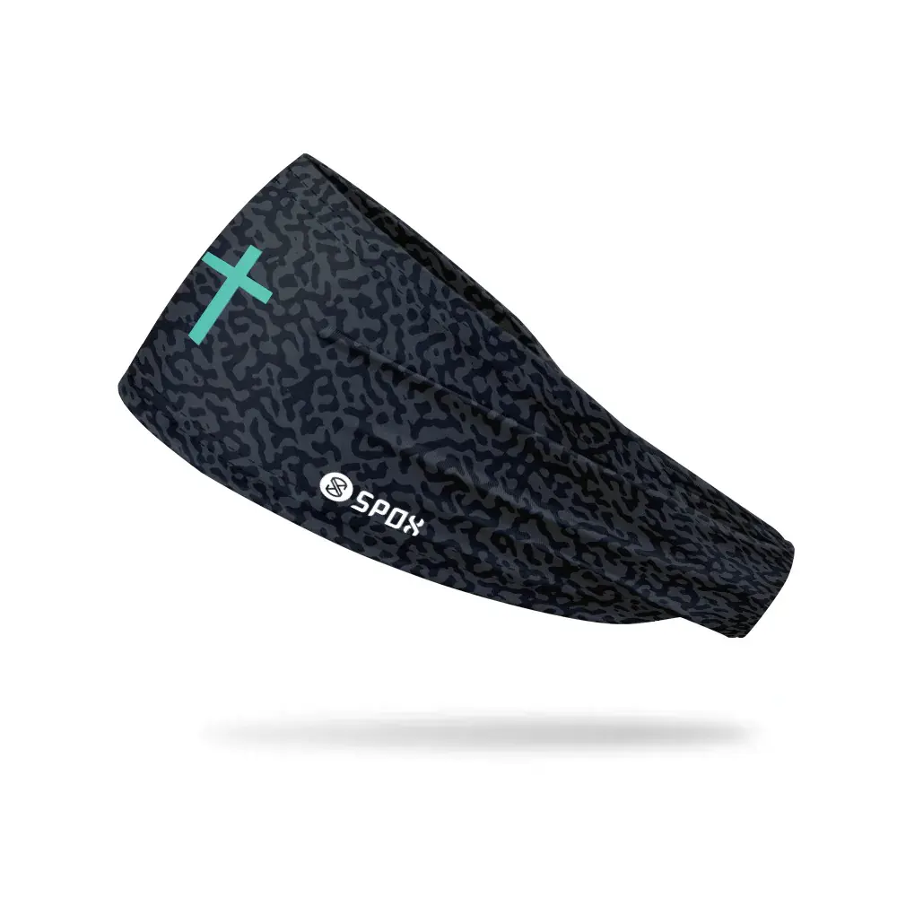 Original Lite sport headband "FAITH CROSS BLACK" quick dry wicking fabric