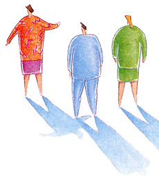 3 people looking at something