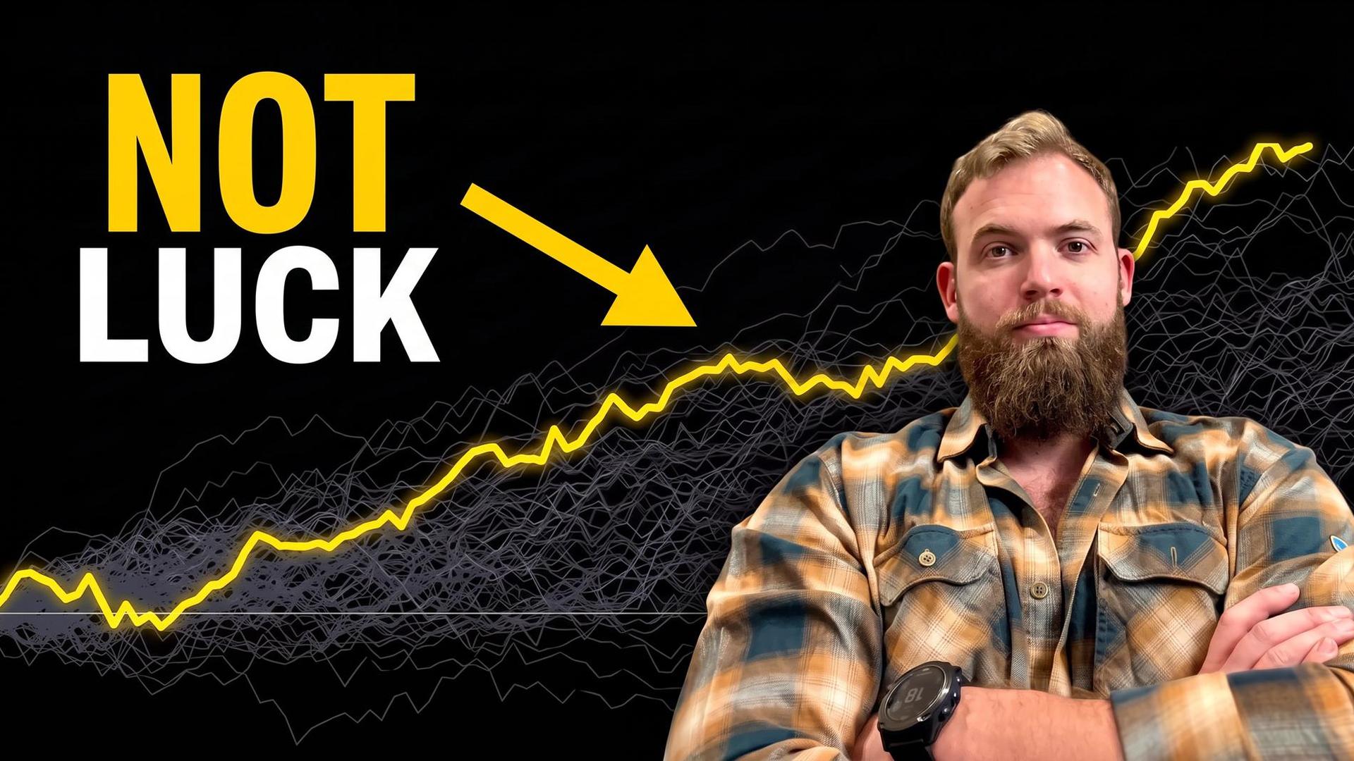 Erik Smolinski beside a rising market chart with the words Not Luck