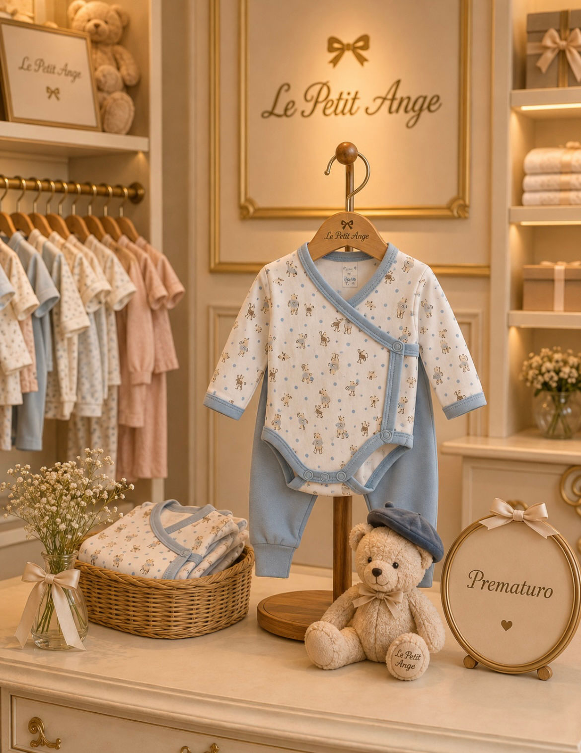 Conj Body e calça algodão egípcio ursos azul prematuro 