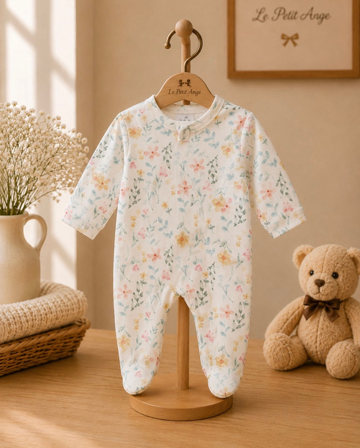 Macacão floral soft com zíper 