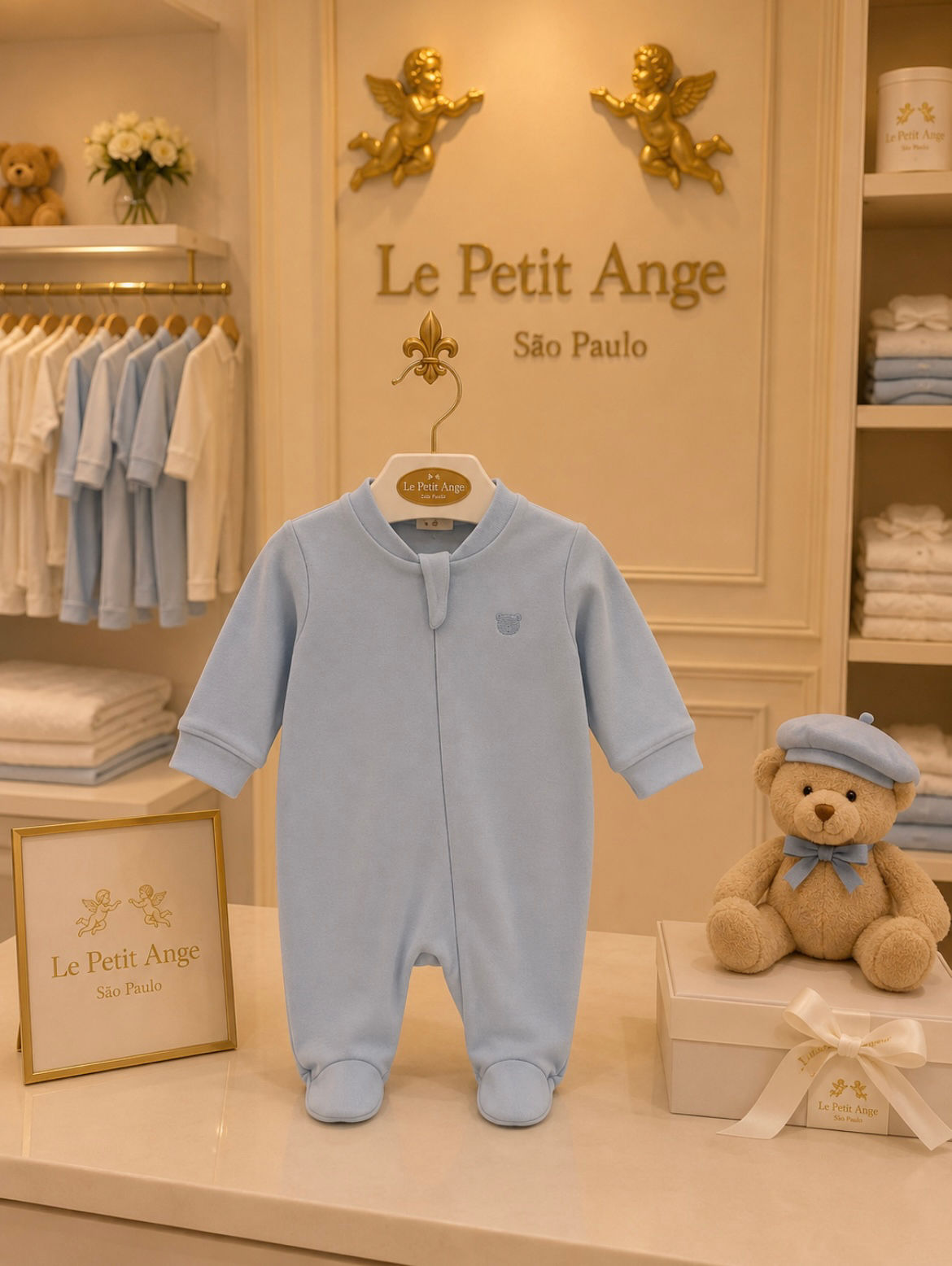 Macacão zíper azul - coleção teddy algodão egípcio 