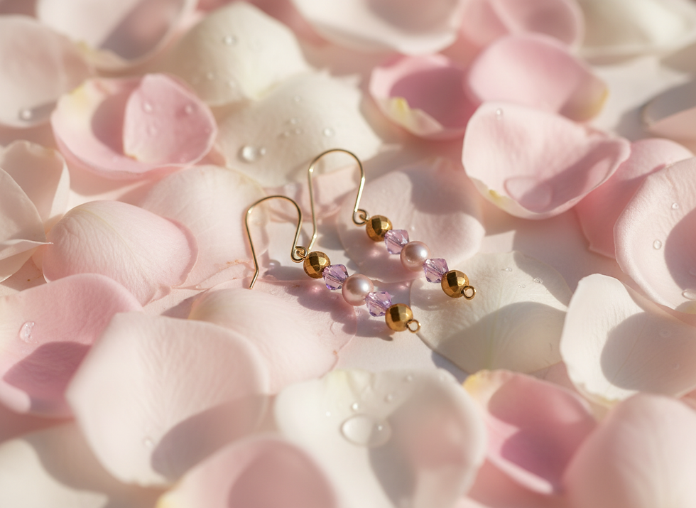 Thumbnail: Pink Pearl and Crystal Earrings