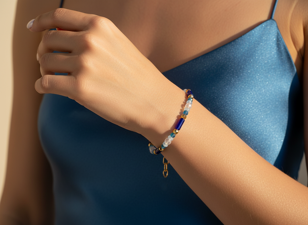 Thumbnail: Pearl, Moonstone & Blue Agate Bracelet