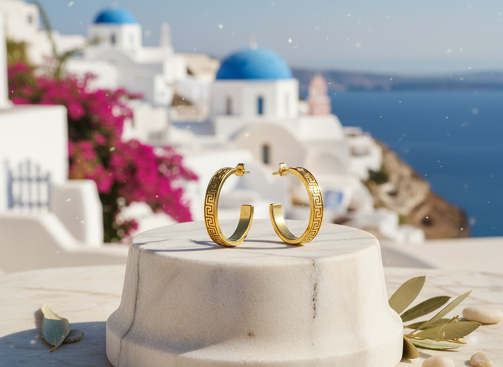Thumbnail: Greek Meander Hoop Earrings