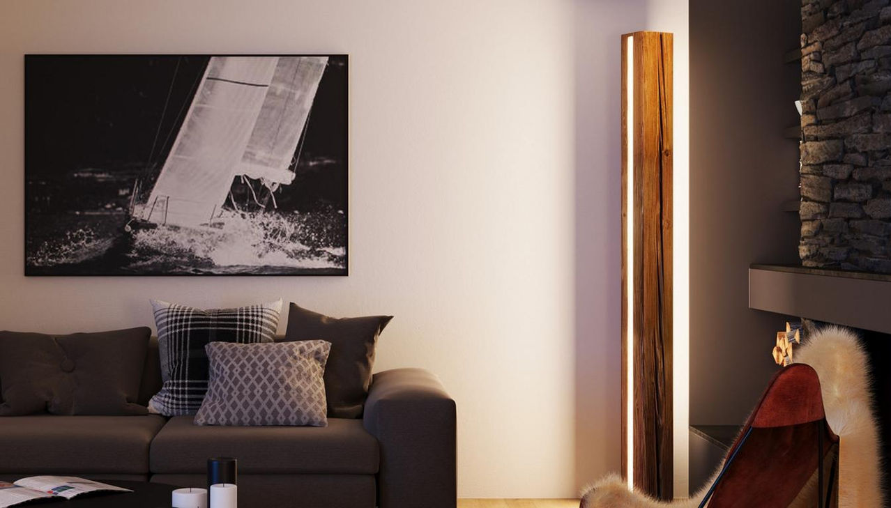Dimmbare Holz Lampe - Stehleuchte