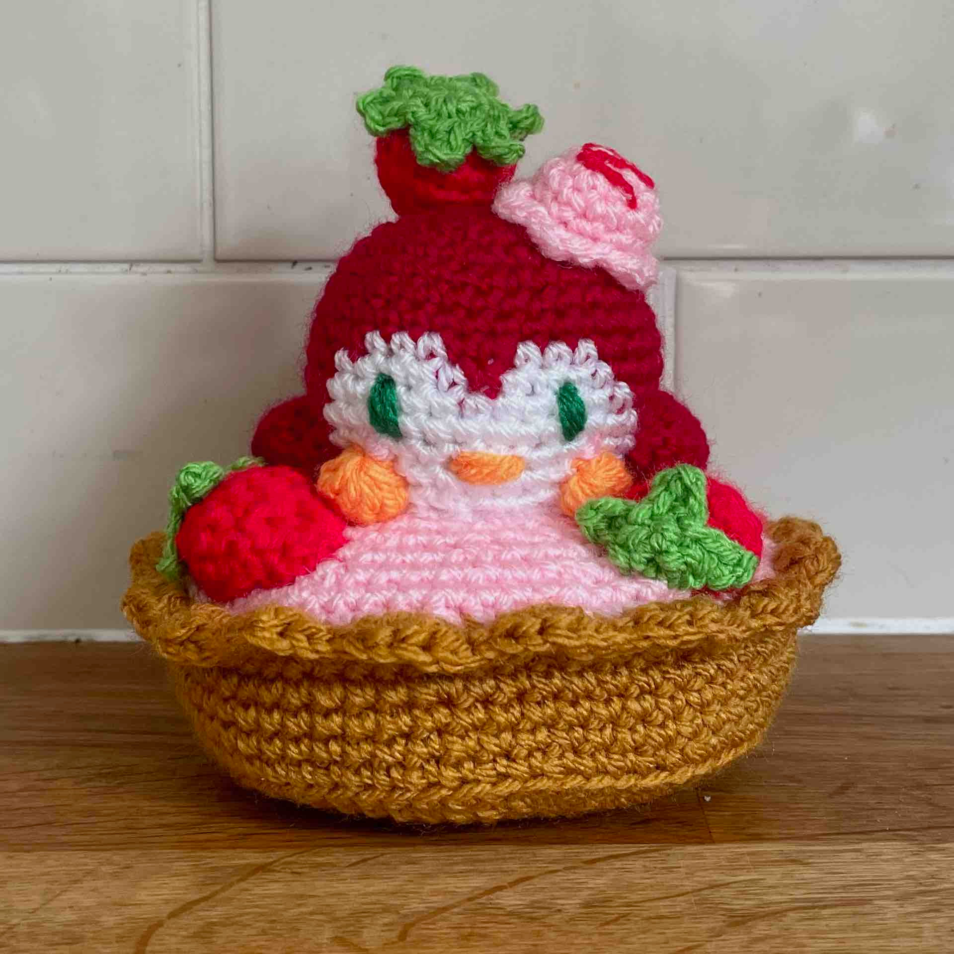 Strawberry Tart Penguin Amigurumi Plush