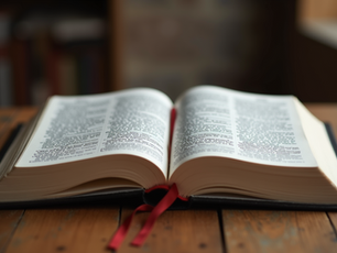 Open Bible reflecting divine love and inspiration.
