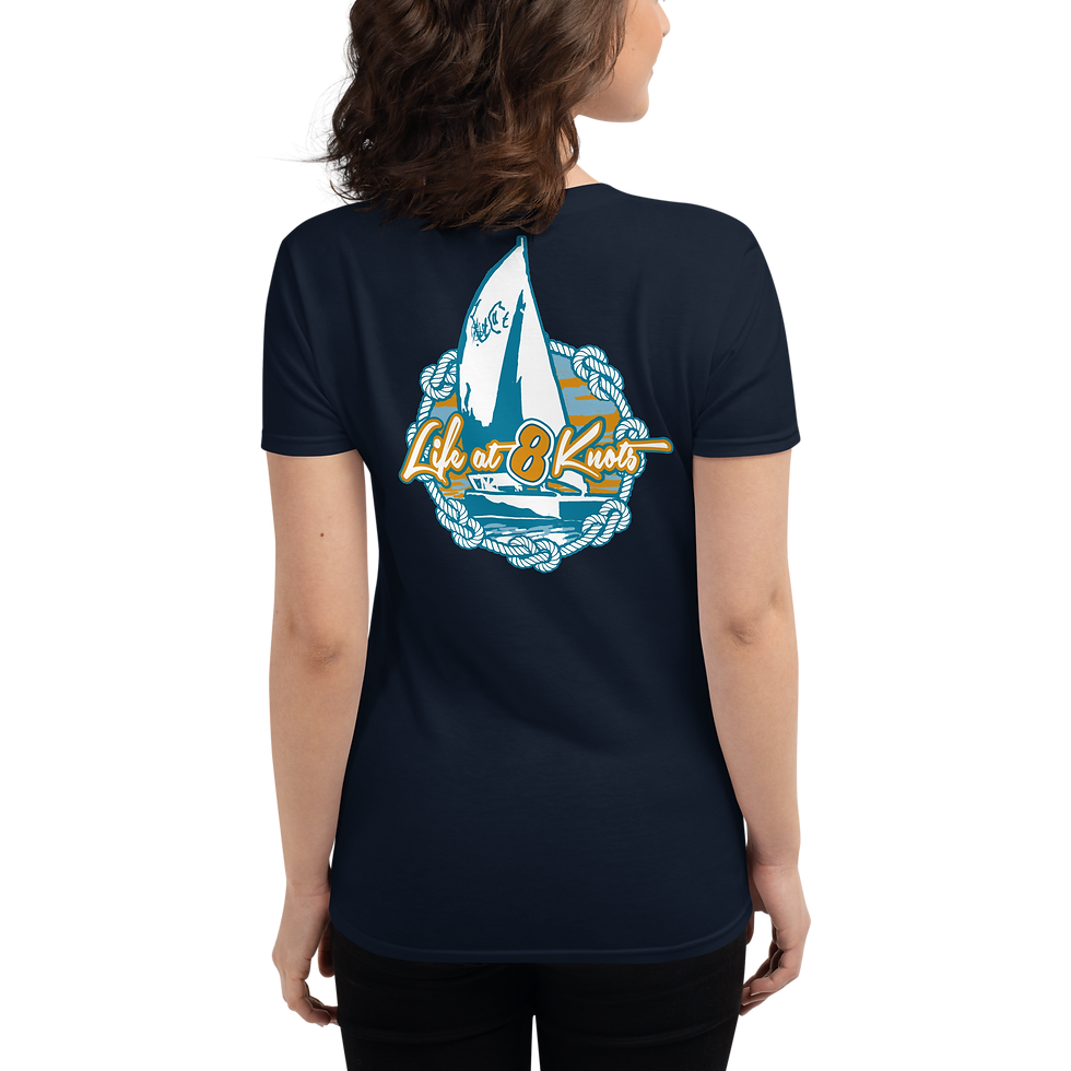Women's Fitted Short Sleeve "Life at 8 Knots" Crew Neck Tee Shirt
