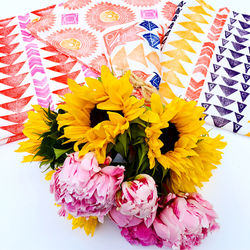 Hand printed tea towels